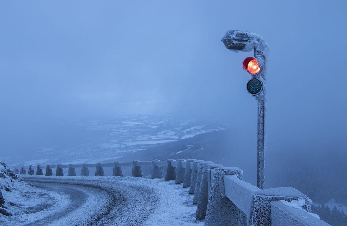 winding snowy roads