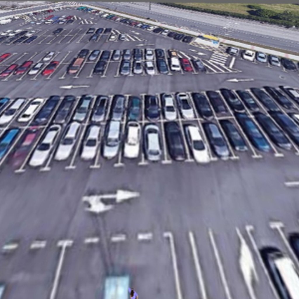 The simulation of the camera view shows which parking spots can be monitored.