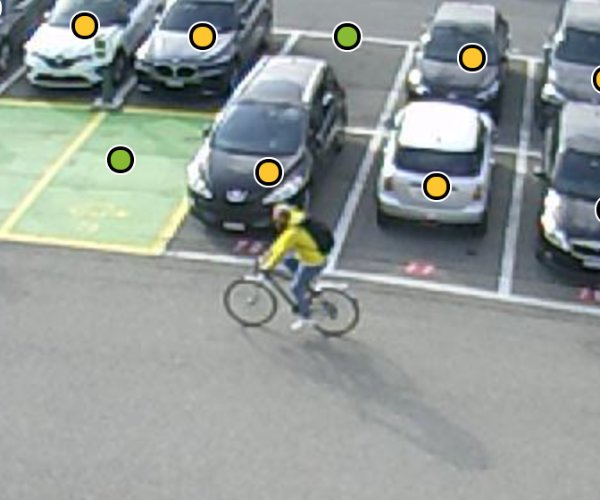 Parquery detects vehicles even behind passing cyclists