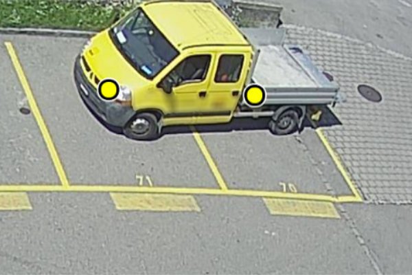 Parquery detects vehicles even if the flatbed is across two spots