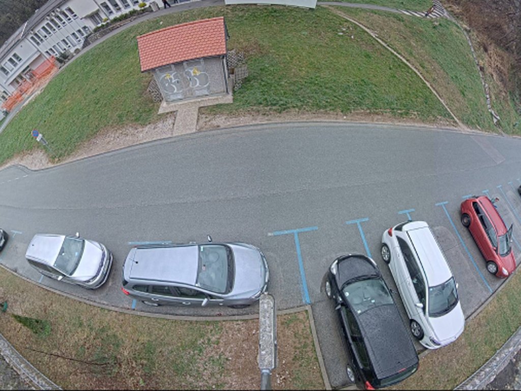 Parquery guides drivers to an available parking spot in Trzic in Slovenia