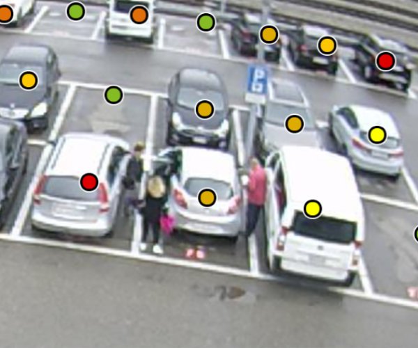 Parquery detects vehicles even with people around
