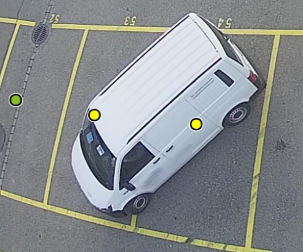 Parquery detects vehicles even if they are diagonal to the spot